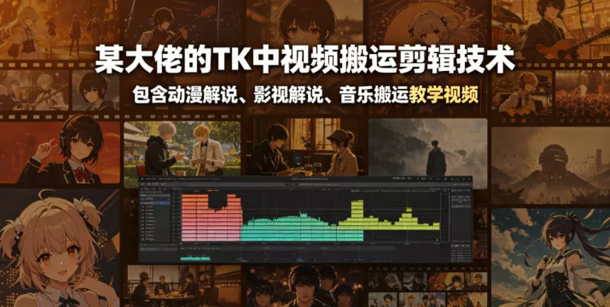 某大佬的TK中视频搬运剪辑技术，包含动漫解说、影视解说、音乐搬运教学视频-易创网