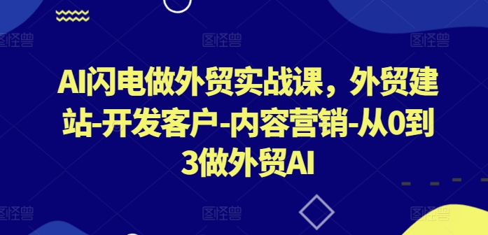 AI闪电做外贸实战课，​外贸建站-开发客户-内容营销-从0到3做外贸AI(更新)-易创网