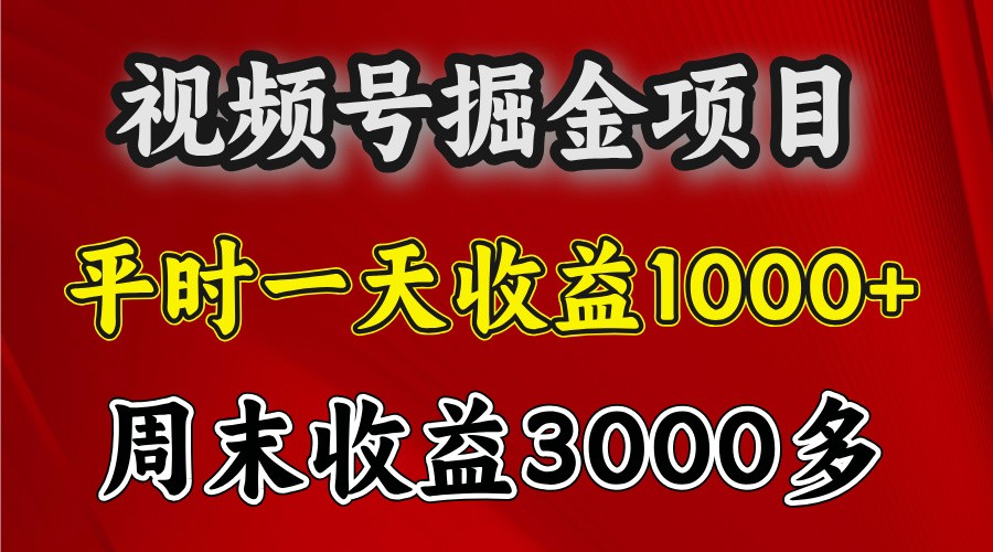 一天收益1000+ 视频号掘金，周末收益会更高些-易创网