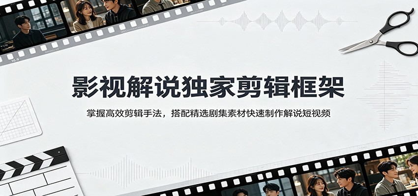 影视解说独家剪辑框架：掌握高效剪辑手法，搭配精选剧集素材快速制作解说短视频-易创网