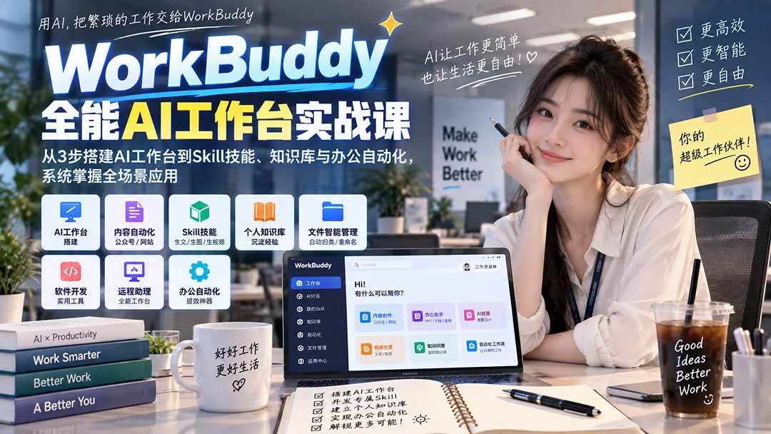 （20403期）WorkBuddy全能AI工作台实战课：从3步搭建AI工作台到Skill技能、知识库与办公自动化，系统掌握全场景应用-易创网