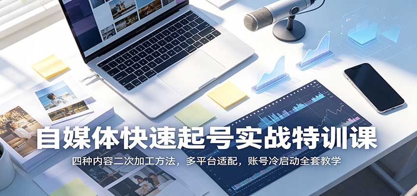 自媒体快速起号实战特训课：四种内容二次加工方法，多平台适配，账号冷启动全套教学-易创网