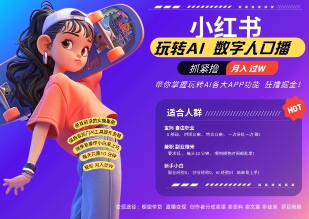 小红书数字人暴力起号，AI改写文案，再也不用费劲录口播，流量火爆月入破W轻松拿捏-易创网