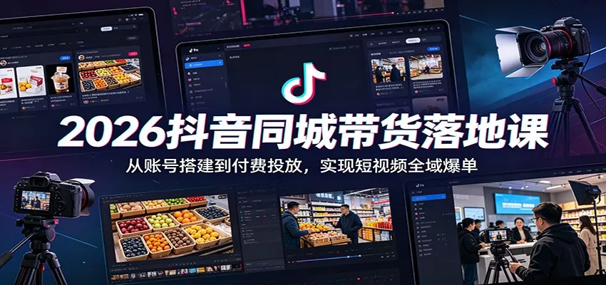 2026抖音同城带货落地课：从账号搭建到付费投放，实现短视频全域爆单-易创网