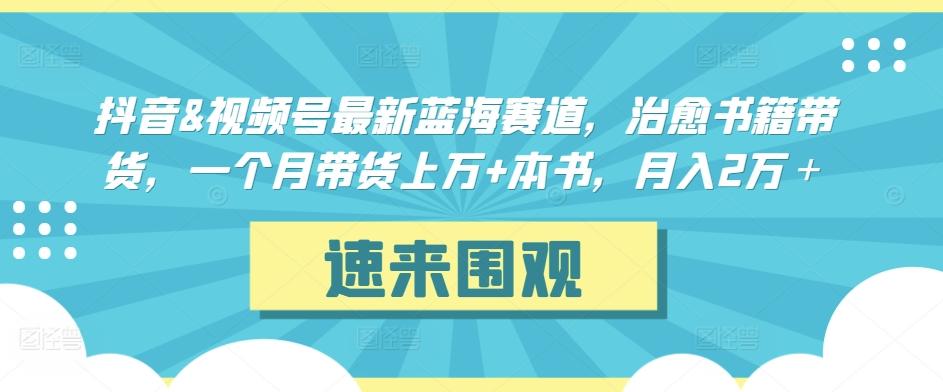 抖音&视频号最新蓝海赛道，治愈书籍带货，一个月带货上万+本书，月入2万＋【揭秘】-易创网