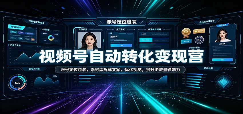 视频号自动转化变现营：账号定位包装，素材库拆解文案，优化视觉，提升IP流量影响力-易创网