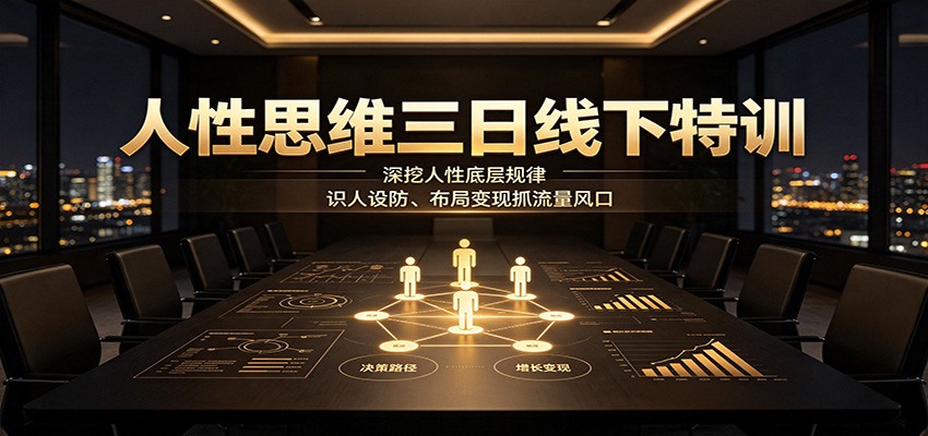 人性思维三日线下特训：深挖人性底层规律，识人设防、布局变现抓流量风口-易创网