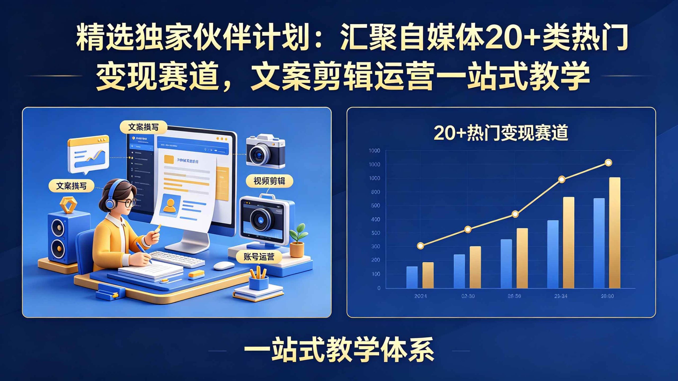 （18478期）精选独家伙伴计划：汇聚自媒体20+类热门变现赛道，文案剪辑运营一站式教学-易创网