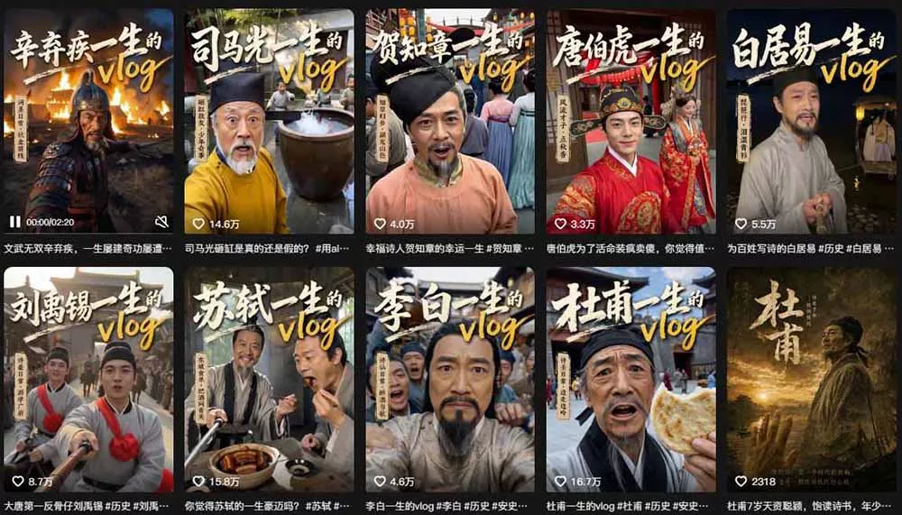 历史人物，诗人一生Vlog教学， AI制作丨伙伴计划丨精选收益丨商单收徒 ，新领域红利期，抓紧做-易创网