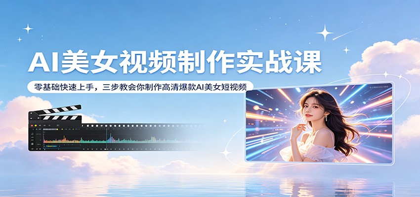 AI美女视频制作实战课：零基础快速上手，三步教会你制作高清爆款AI美女短视频-易创网