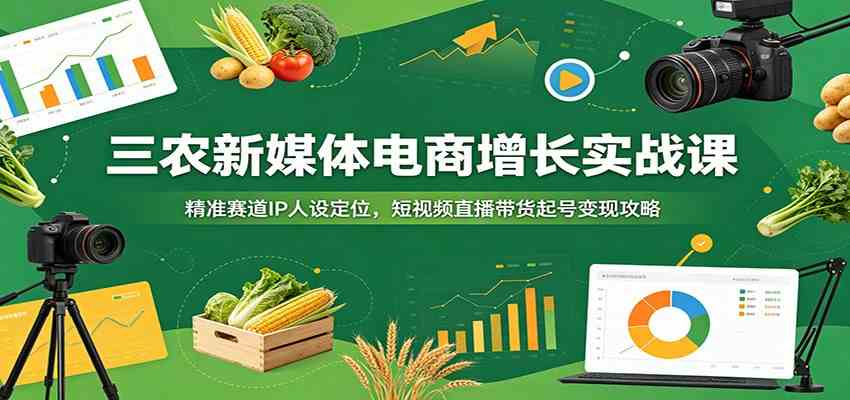 三农新媒体电商增长实战课：精准赛道IP人设定位，短视频直播带货起号变现攻略-易创网