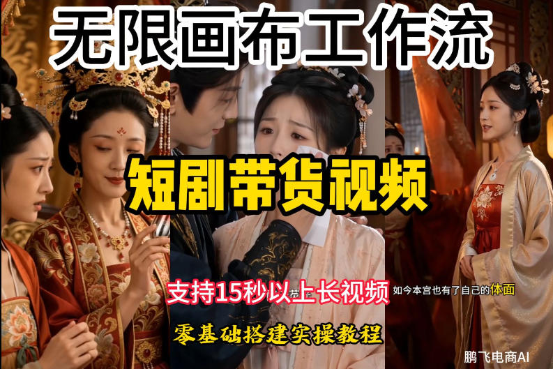 无限画布工作流制作短剧带货视频支持制作15秒以上视频，实操搭建教学，看完教程小白也能轻松搭建-易创网