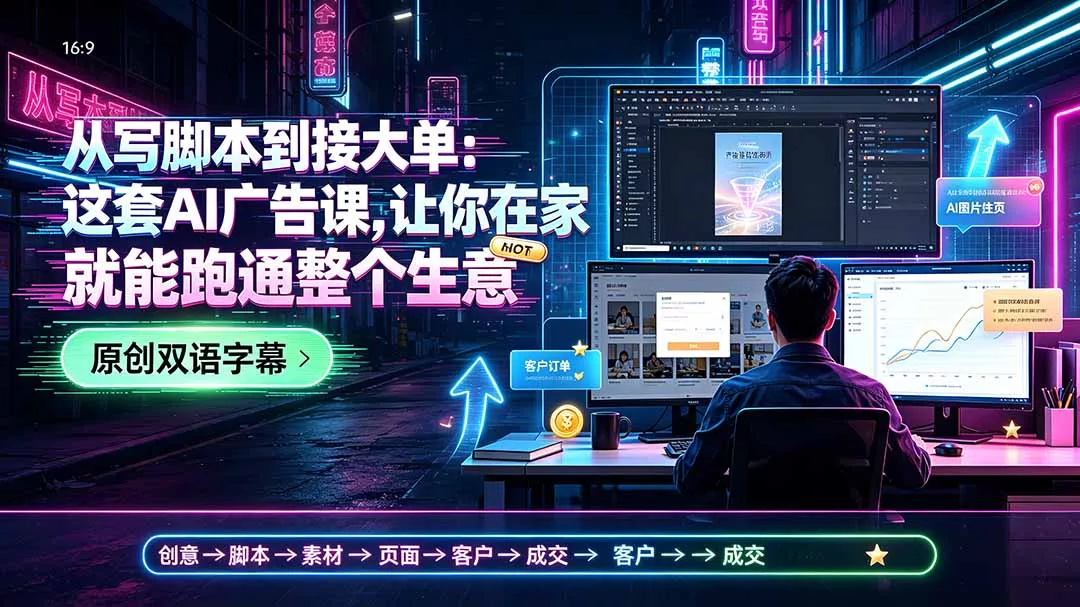 从写脚本到接大单：这套AI广告课，让你在家就能跑通整个生意【原创双语字幕】-易创网