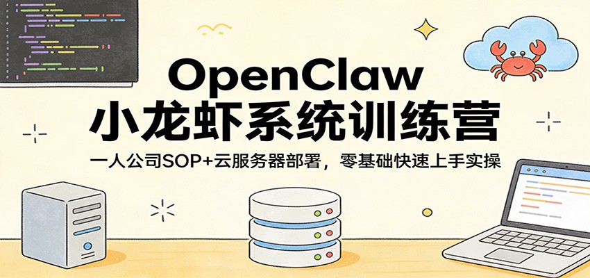 OpenClaw小龙虾系统训练营：一人公司SOP，云服务器部署，零基础快速上手实操-易创网