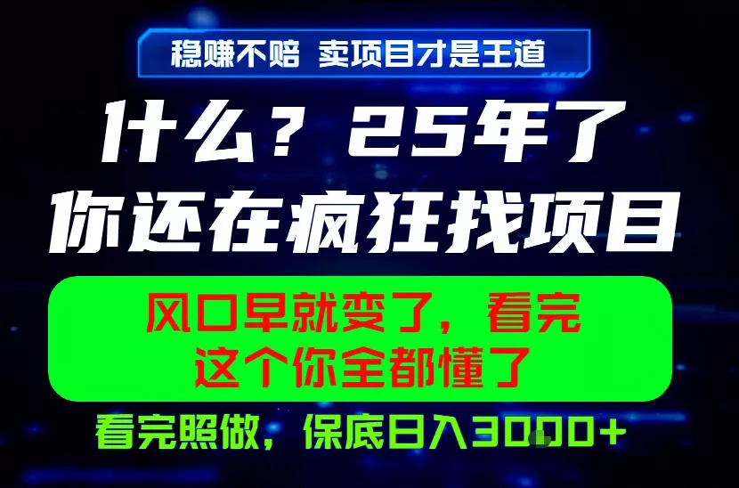 26年，请不要疯狂的找项目做了！卖项目才是真的稳賺不赔，看完照做，保底日入1k+【揭秘】-易创网