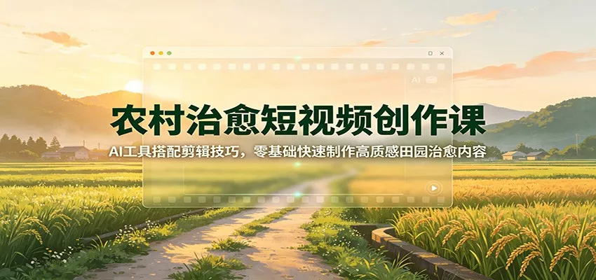 农村治愈短视频创作课：AI工具搭配剪辑技巧，零基础快速制作高质感田园治愈内容-易创网