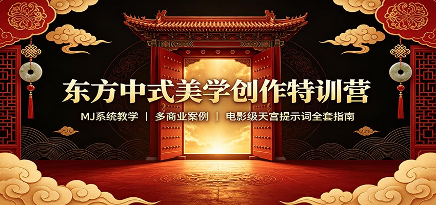 东方中式美学创作特训营：MJ系统教学，多商业案例，电影级天宫提示词全套指南-易创网