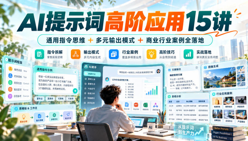 AI提示词高阶应用15讲｜通用指令思维+多元输出模式+商业行业案例全落地-易创网