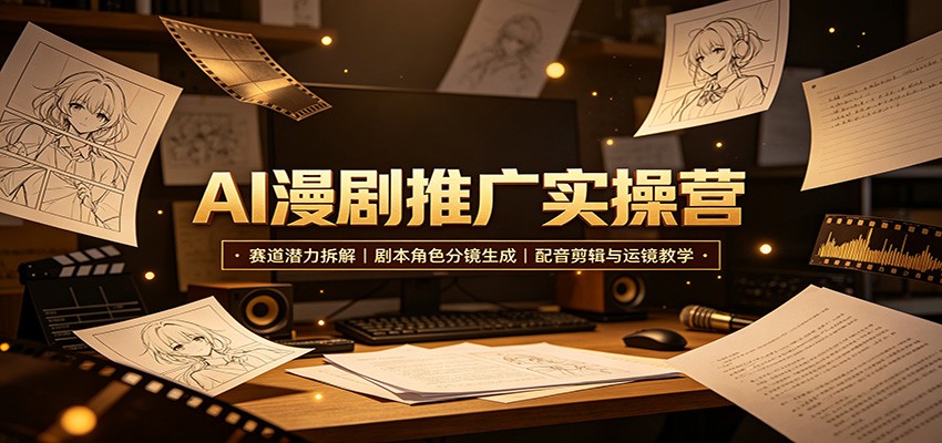 AI漫剧推广实操营：赛道潜力拆解，剧本角色分镜生成，配音剪辑与运镜教学-易创网