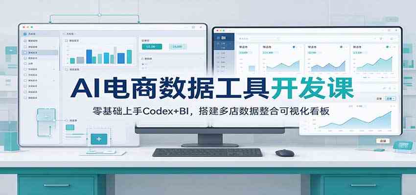 AI电商数据工具开发课：零基础上手Codex+BI，搭建多店数据整合可视化看板-易创网