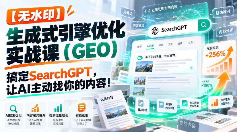 【无水印】生成式引擎优化（GEO）实战课：搞定SearchGPT，让AI主动找你的内容！【原创双语字幕】-易创网