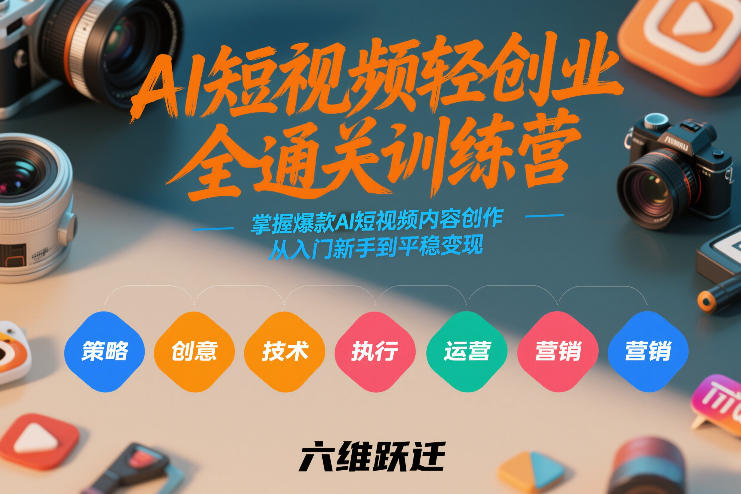 AI短视频轻创业全通关训练营，掌握爆款AI短视频内容创作，从入门新手到平稳变现的六维跃迁网赚项目-副业赚线-互联网创业-资源整合易创网