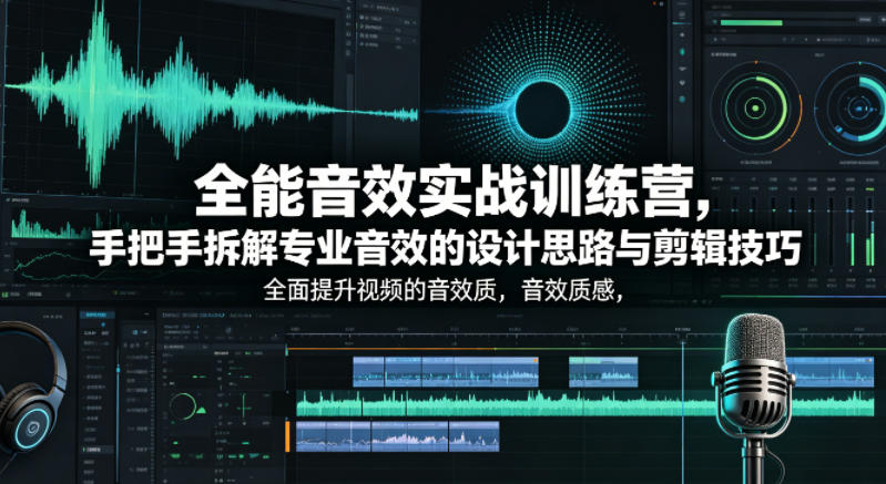 全能音效实战训练营，手把手拆解专业音效的设计思路与剪辑技巧，全面提升视频的音效质感-易创网