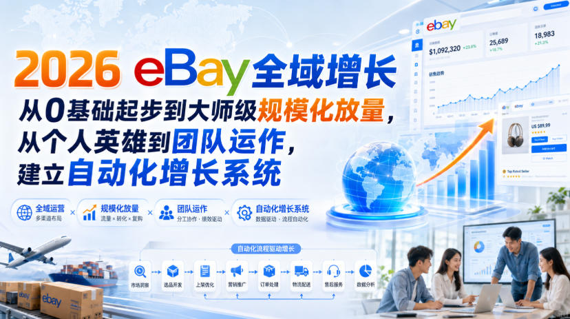 2026 eBay全域增长，从0基础起步到大师级规模化放量，从个人英雄到团队运作，建立自动化增长系统-易创网