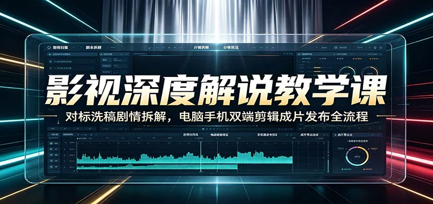 影视深度解说教学课：对标洗稿剧情拆解，电脑手机双端剪辑成片发布全流程-易创网