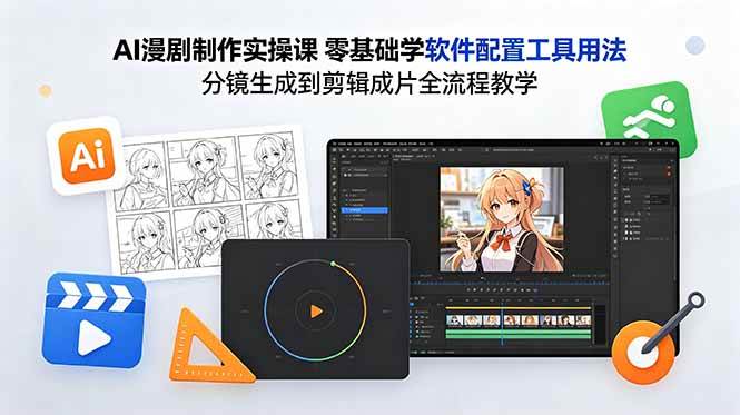 （18605期）AI漫剧制作实操课 零基础学软件配置工具用法 分镜生成到剪辑成片全流程教学-易创网
