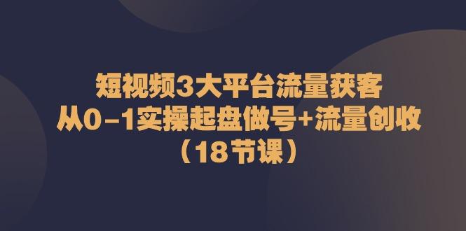 短视频3大平台流量获客：从0-1实操起盘做号+流量创收(18节课)网赚项目-副业赚线-互联网创业-资源整合易创网