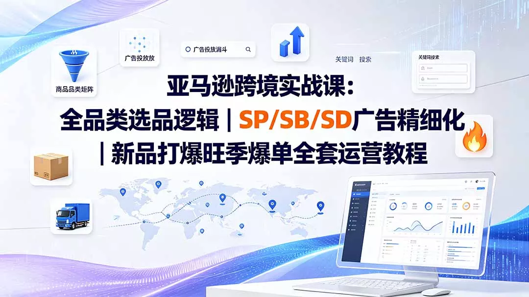 亚马逊跨境实战课-更新:全品类选品逻辑|SP/SB/SD广告精细化|新品打爆旺季爆单全套运营教程 亚马逊跨境实战课-更新:全品类选品逻辑|SP/SB/SD广告精细化|新品打爆旺季爆单全套运营教程