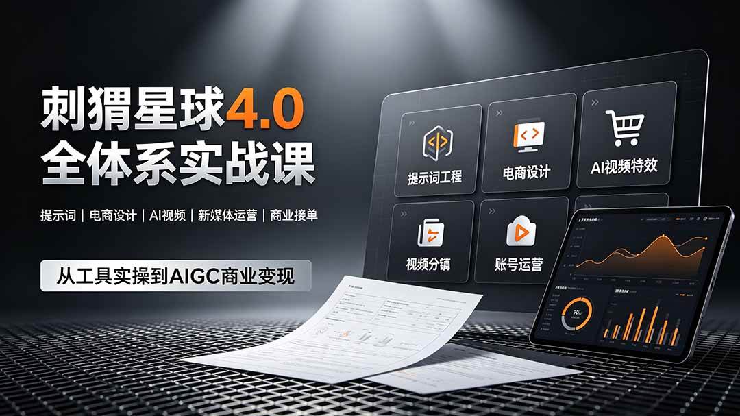 （19224期）刺猬星球4.0全体系实战课，覆盖提示词工程、电商设计、AI视频特效与新媒体运营，一站式掌握AIGC商业核心技能-易创网