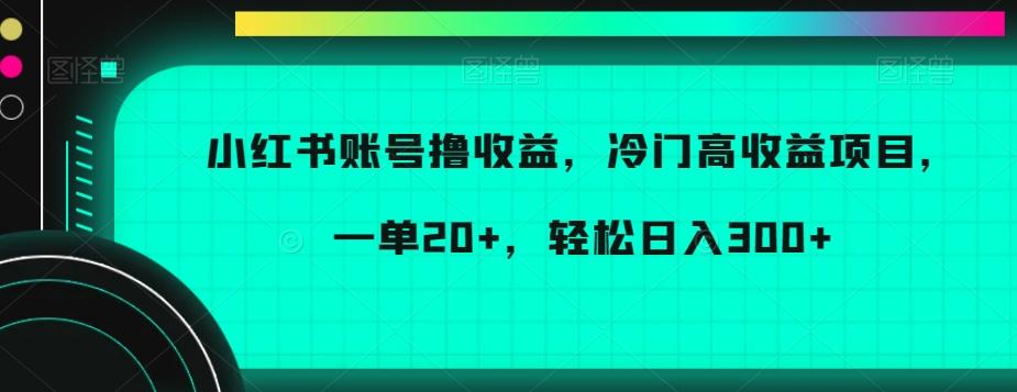 小红书账号撸收益，冷门高收益项目，一单20+，轻松日入300+【揭秘】-易创网