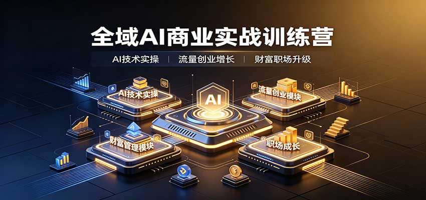 全域AI商业实战训练营：涵盖AI技术实操、流量创业、财富管理与职场成长全体系内容-易创网