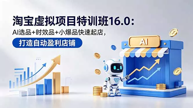 淘宝虚拟项目特训班16.0：AI选品+时效品+小爆品快速起店，打造自动盈利店铺-易创网