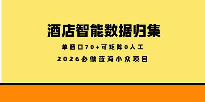 （18500期）酒店智能数据归集，小众蓝海已经稳定半年之久，单窗口70+零成本矩阵开干-易创网