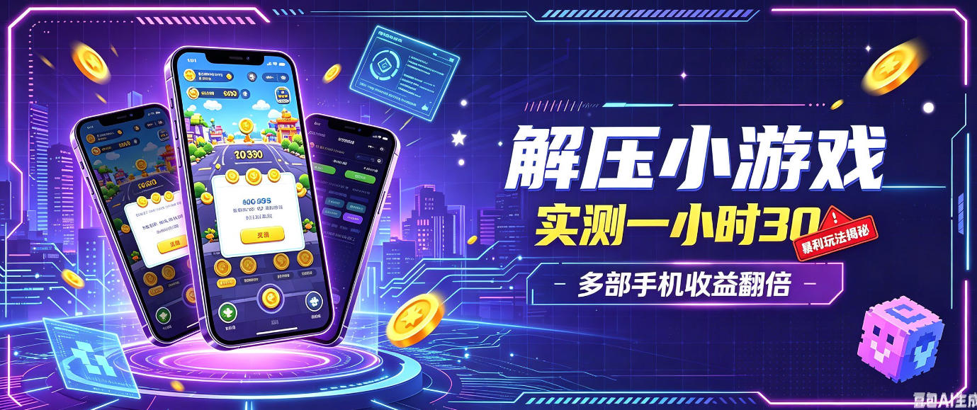 小游戏全流程玩法，实测一小时搞30，简单无脑解压，当天做当天就能看到进账，直接冲就行【揭秘】-易创网