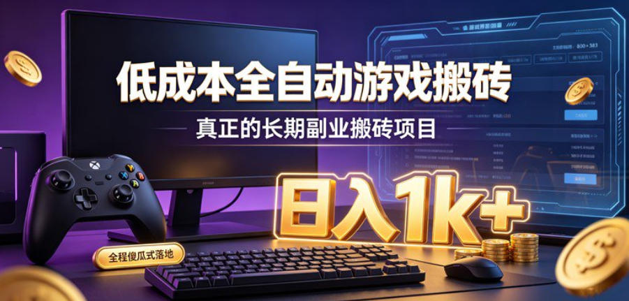 低成本全自动游戏搬砖，真正的长期副业搬砖项目，日入1k+，全程傻瓜式落地【揭秘】-易创网