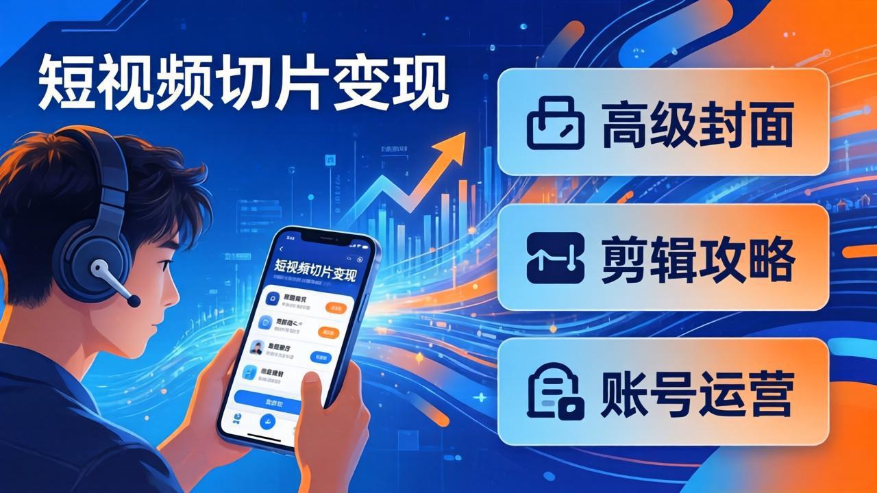 短视频切片变现速成班2.0：高级封面+剪辑攻略+账号运营，0基础小白快速入局副业-易创网