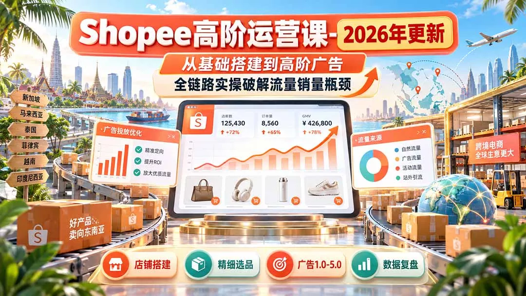 Shopee高阶运营课-更新9月，从基础搭建到高阶广告，全链路实操破解流量销量瓶颈-易创网