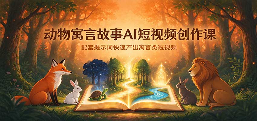 动物寓言故事AI短视频创作课：配套提示词快速产出寓言类短视频-易创网