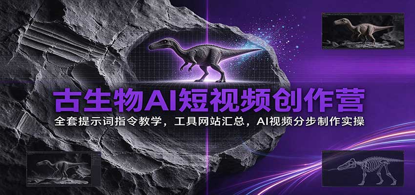 古生物AI短视频创作营：全套提示词指令教学，工具网站汇总，AI视频分步制作实操-易创网