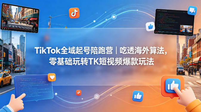 TikTok全域起号陪跑营｜吃透海外算法，零基础玩转TK短视频爆款玩法-易创网