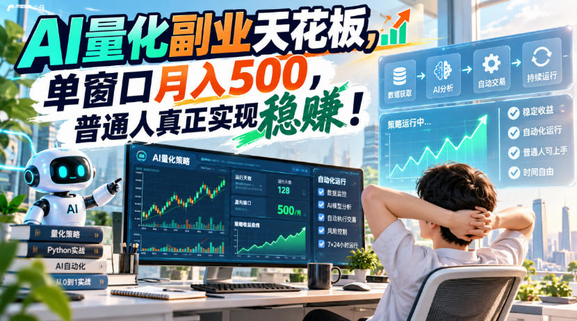 AI量化副业天花板，单窗口月入500，普通人真正实现稳賺！【揭秘】-易创网