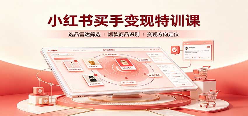 小红书买手变现特训课：账号定位养号起号，选品挂车，笔记标题封面全套教学-易创网