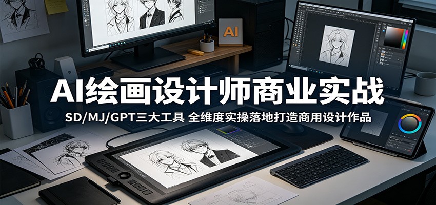 AI绘画设计师商业实战：SD/MJ/GPT三大工具，全维度实操落地打造商用设计作品-易创网
