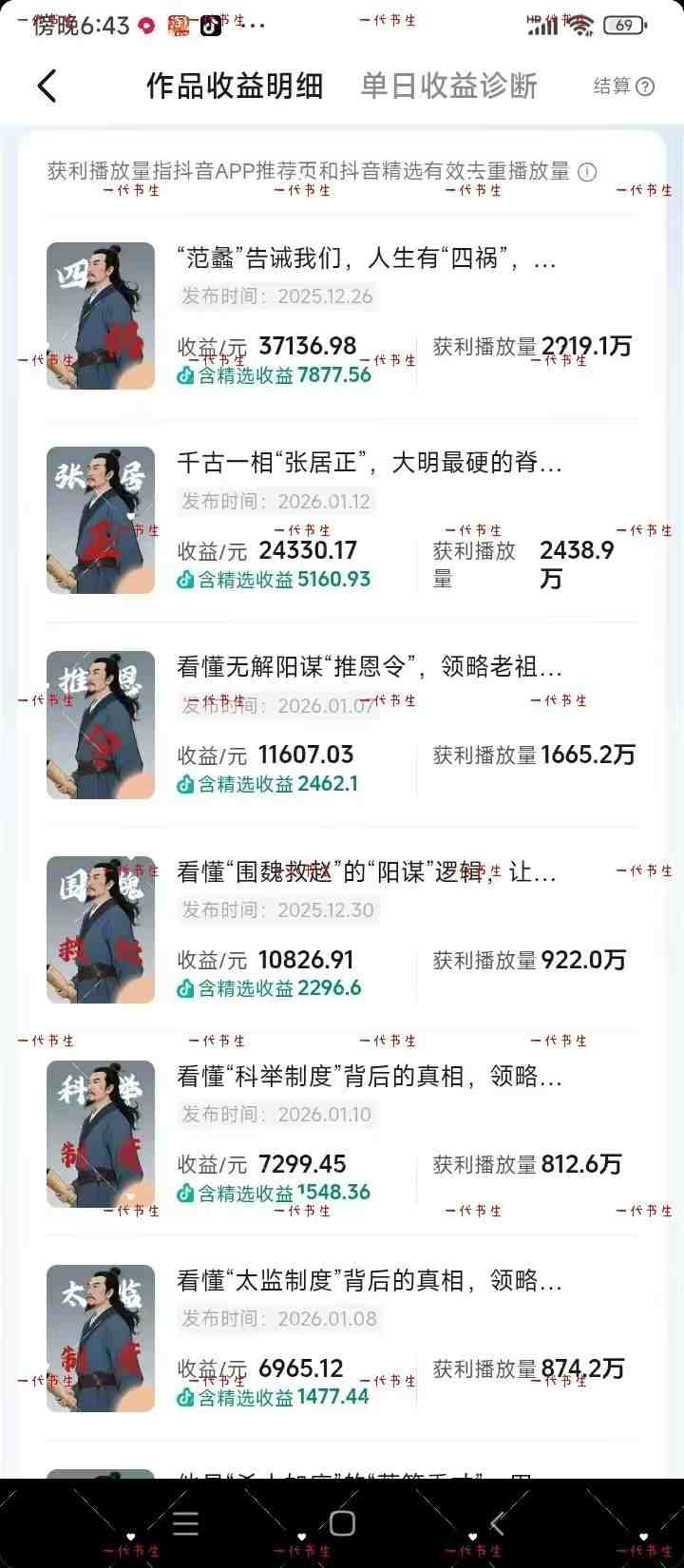 抖音300w粉丝博主的政史类科普视频教学，有大流量扶持，拿伙伴伙伴+精选独家双份收益-易创网