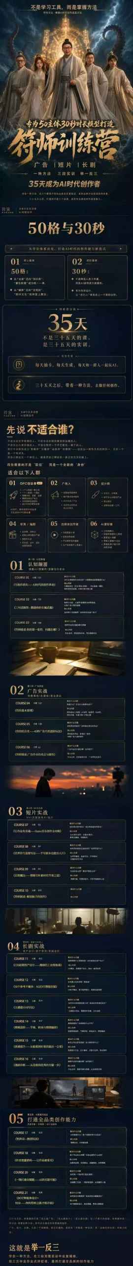 符师训练营-35天成为AI时代创作者，广告+短片+漫剧+智能体四大实战方向，掌握从创意到上线的完整工作流-易创网