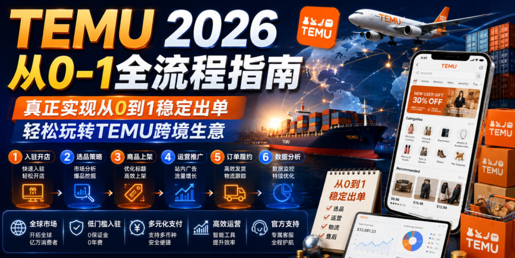 TEMU 2026从0-1全流程指南，真正实现从0到1稳定出单，轻松玩转TEMU跨境生意-易创网